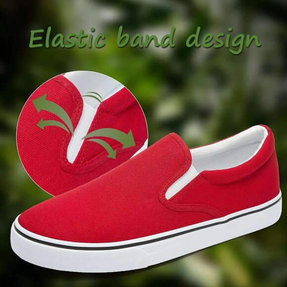 〽️Closed Toe Loafers Sneakers Men\'s Red Canvas Slip On Casual Lightweight